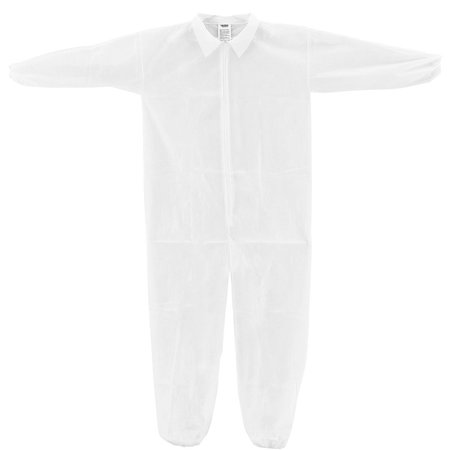 GLOBAL INDUSTRIAL Disposable Coverall, M, 25 PK, White, Polypropylene 708186M